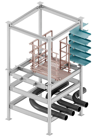 Разветвительный блок угловой проходной совмещенной блочно-модульной эстакады, тип 1