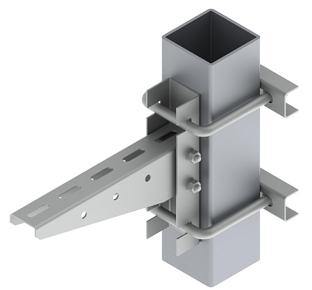 Универсальное крепление монтажного профиля к опоре